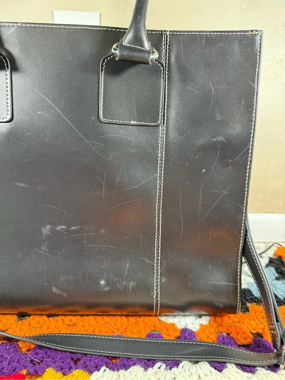 Wilsons Leather Black Leather Laptop Tote